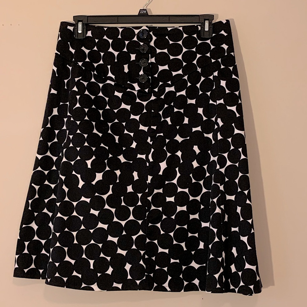 Lane Bryant Black and White Circle Pattern A-Line Skirt